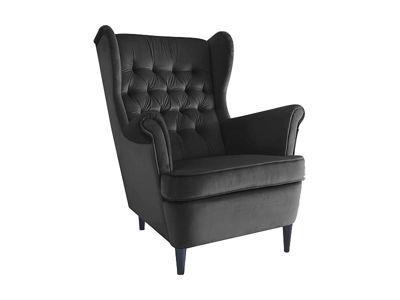 FOTEL HARRY VELVET CZARNY BLUVEL 19 / WENGE