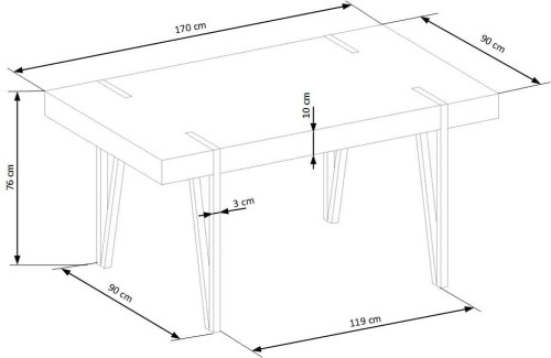 YOHANN stół dąb san remo / czarny (1p=1szt)