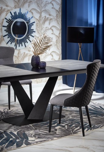 VINSTON stół rozkładany, blat - ciemny popiel / czarny, nogi - czarny (3p=1szt)