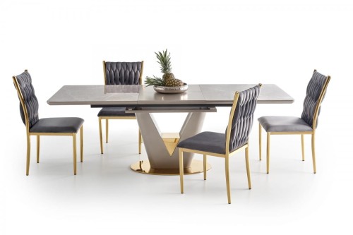 VALENTINO stół rozkładany jasny popiel/złoty (3p=1szt)