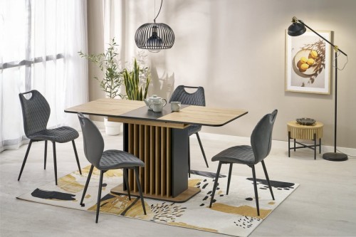 WILSON stół rozkładany, blat - dąb artisan / czarny, nogi - dąb artisan / czarny (2p=1szt)