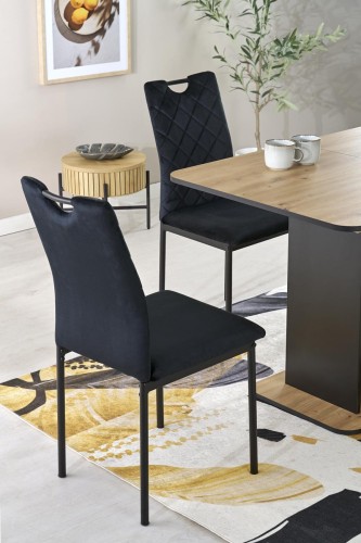 WILSON stół rozkładany, blat - dąb artisan / czarny, nogi - dąb artisan / czarny (2p=1szt)