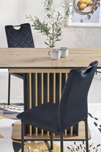 WILSON stół rozkładany, blat - dąb artisan / czarny, nogi - dąb artisan / czarny (2p=1szt)