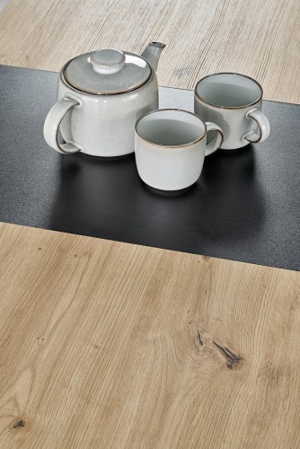 WILSON stół rozkładany, blat - dąb artisan / czarny, nogi - dąb artisan / czarny (2p=1szt)