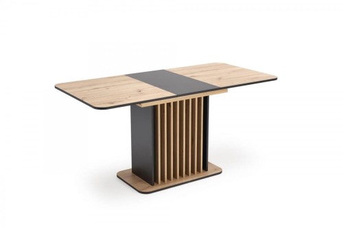 WILSON stół rozkładany, blat - dąb artisan / czarny, nogi - dąb artisan / czarny (2p=1szt)