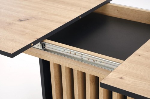 WILSON stół rozkładany, blat - dąb artisan / czarny, nogi - dąb artisan / czarny (2p=1szt)
