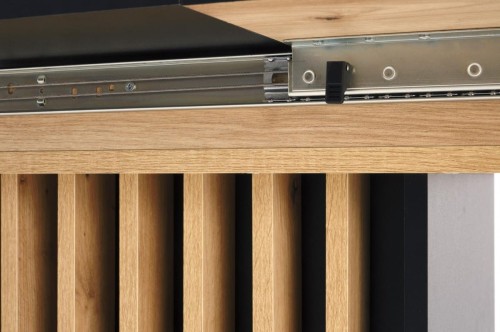 WILSON stół rozkładany, blat - dąb artisan / czarny, nogi - dąb artisan / czarny (2p=1szt)