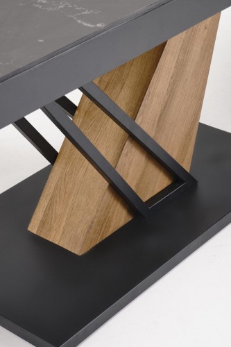 VOLANT 160 stół rozkładany, blat - czarny marmur, nogi - dąb złoty / czarny (3p=1szt)