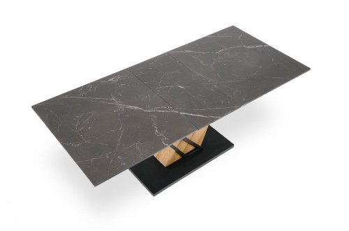 VOLANT 160 stół rozkładany, blat - czarny marmur, nogi - dąb złoty / czarny (3p=1szt)