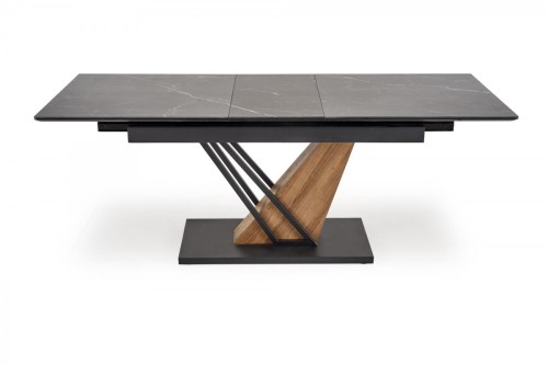 VOLANT 160 stół rozkładany, blat - czarny marmur, nogi - dąb złoty / czarny (3p=1szt)