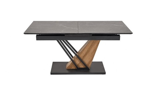 VOLANT 140 stół rozkładany, blat - czarny marmur, nogi - dąb złoty / czarny (3p=1szt)