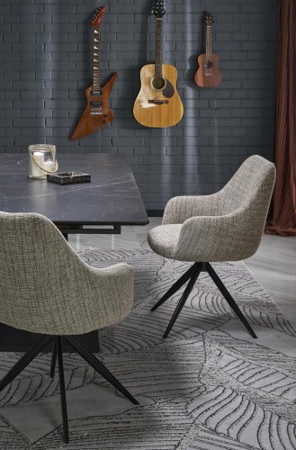 VOLANT 140 stół rozkładany, blat - czarny marmur, nogi - dąb złoty / czarny (3p=1szt)