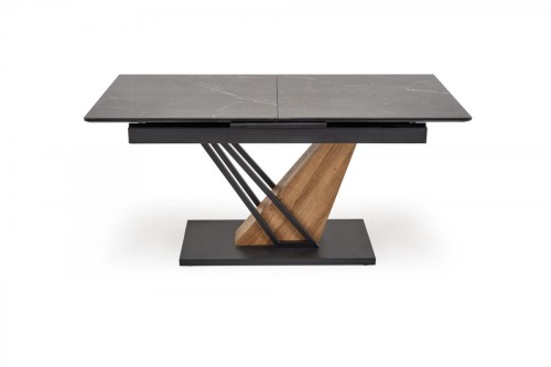 VOLANT 140 stół rozkładany, blat - czarny marmur, nogi - dąb złoty / czarny (3p=1szt)