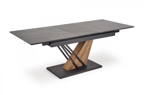 VOLANT 140 stół rozkładany, blat - czarny marmur, nogi - dąb złoty / czarny (3p=1szt)
