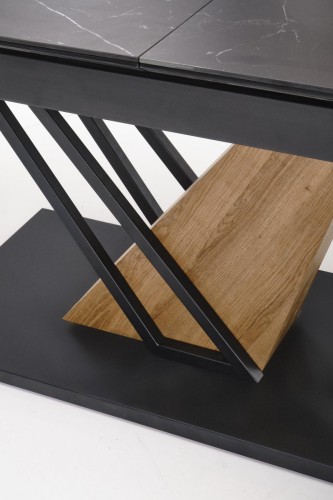 VOLANT 140 stół rozkładany, blat - czarny marmur, nogi - dąb złoty / czarny (3p=1szt)