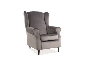 FOTEL BARON VELVET SZARY BLUVEL 14 / WENGE