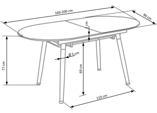 CALIBER stół rozkładany biały / dąb san remo (1p=1szt)