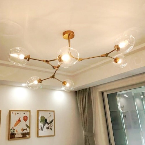 Lampa wisząca MODERN ORCHID-9 bursztynowo czarna 150 cm