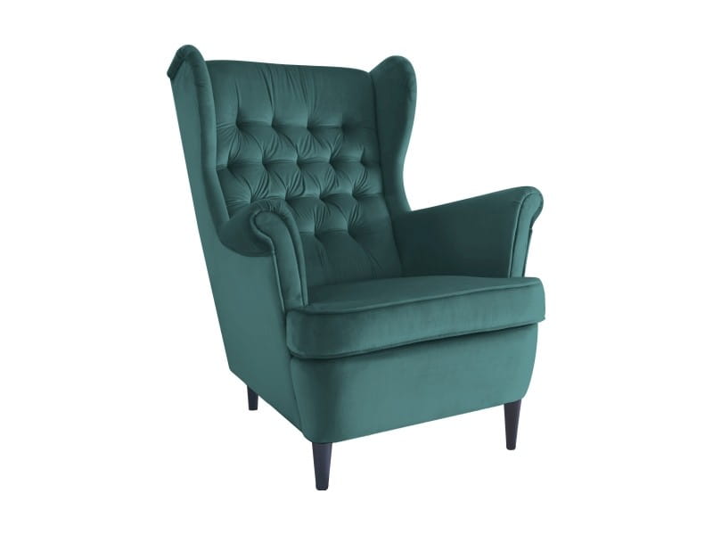 FOTEL HARRY VELVET ZIELONY BLUVEL 78 / WENGE