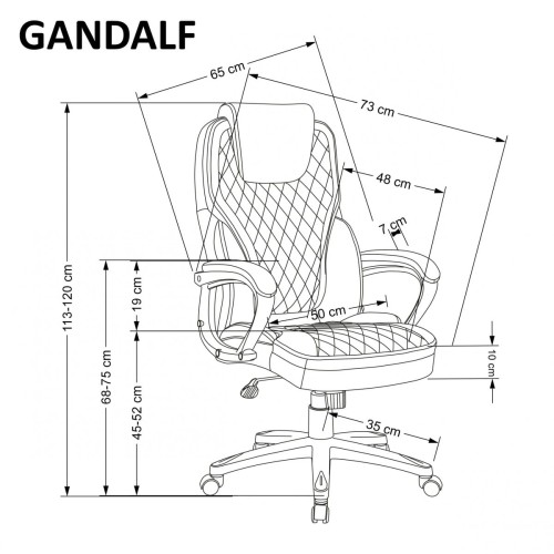 GANDALF fotel gabinetowy czarny / popielaty (1p=1szt)