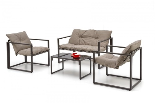 SHARK zestaw ogrodowy ( sofa + fotel 2x + ława ), ciemny brąz / cappuccino (1p=1szt)
