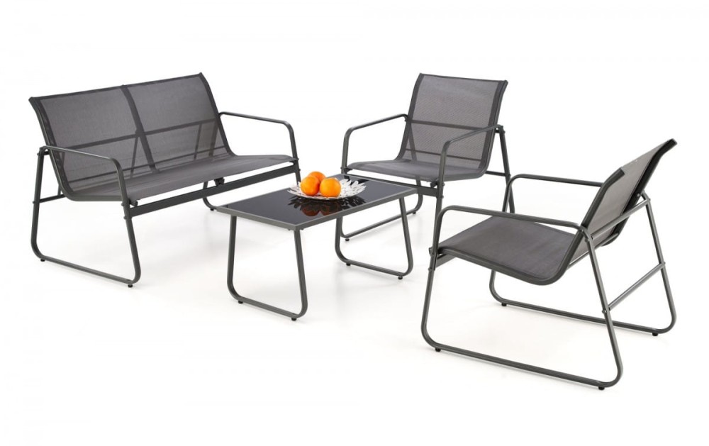 CONOR zestaw ogrodowy ( sofa + fotel 2x + ława ), ciemny popiel / jasny popiel (1p=1set)