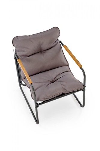 HUDSON, zestaw ogrodowy ( sofa, fotel 2x, ława ), popielaty / brązowy (1p=1zestaw)