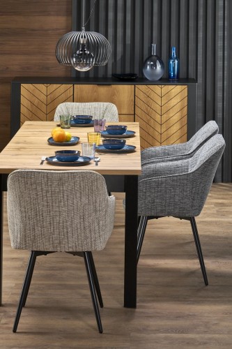 QUBIK stół rozkładany 80-200/80/76 cm dąb artisan/czarny (2p=1szt)